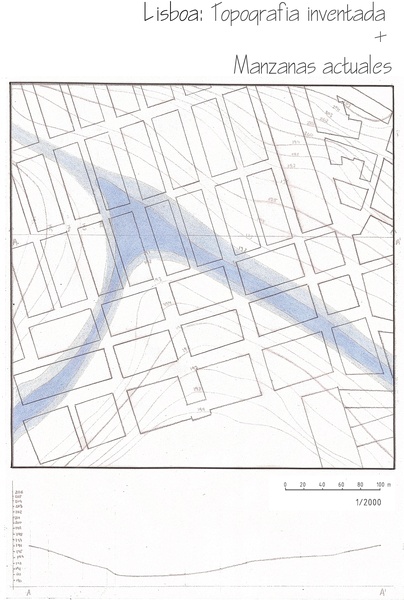 Superposicion topografia inventada y manzanas actuales