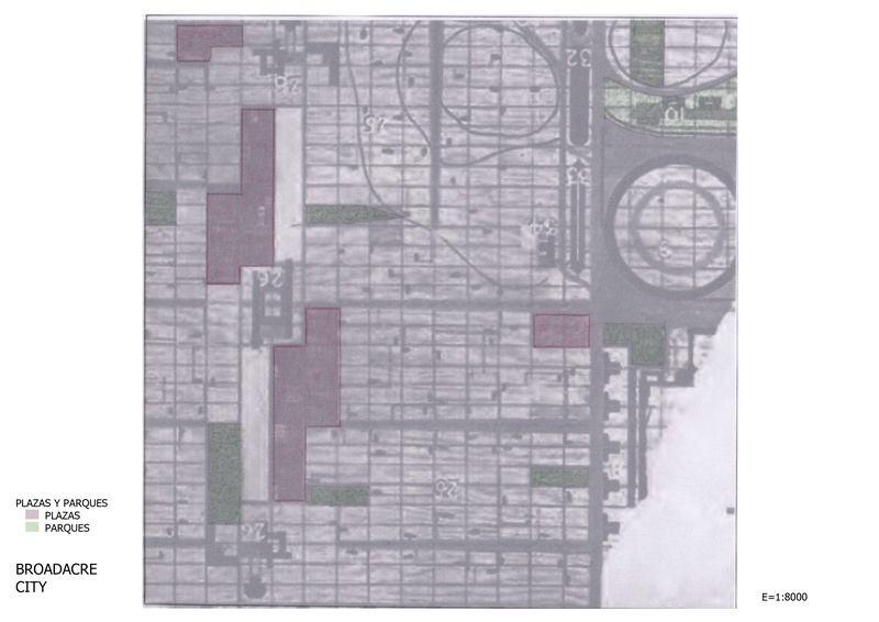 Plazas y parques con plano base